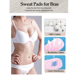 OPLL Bra Liners to Absorb Sweat Under Breasts, Bra Sweat Liners/Tummy Liners for Sweat Rash, Absorbent Sweat Pads,3Pcs Cotton Bra Liners for Sweat Rash Plus Size for Women & Men(M:17.7 x 3in)