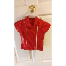 Art Stone  GIRLS ART STONE Sz SC Dance Outfit Red Sequins Sleeveless Zipper Front NEW