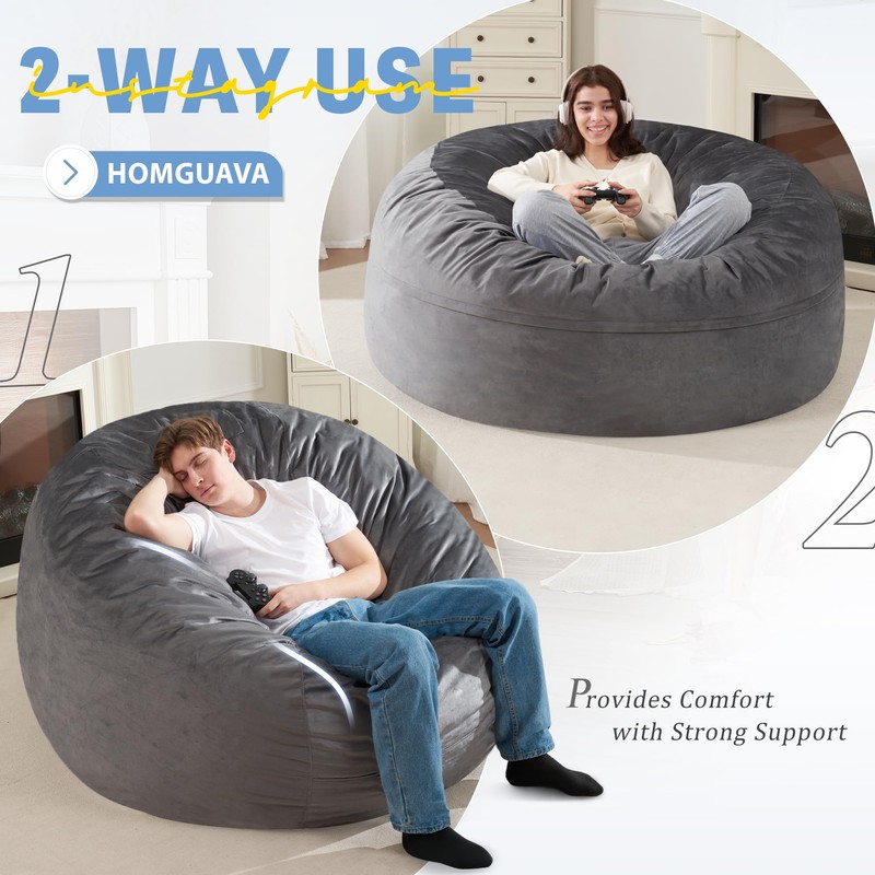Homguava 5FT Bean Bag Chair Giant BeanBag with Memory Foam