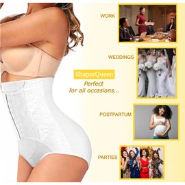 ShaperQueen1020 Tummy Control Shapewear for Women – High Waist Compression Body Shaper, Girdle Waist Cincher for Women (Large, White)