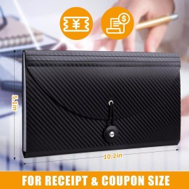 Nicecho Receipt Coupon Organizer, 13 Pockets Small Accordion File Black 