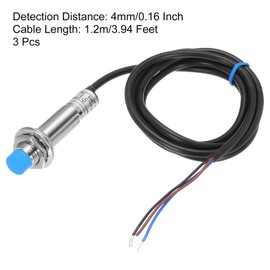 sourcing map M12 Approach Sensor Inductive Proximity Sensor Switch NO Normally Open NPN 4mm Detection Distance, DC 6-36V LJ12A3-4-Z/BX, 3.9ft, 3Pcs