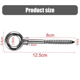 LALAGO Pack of 12 Eye Bolts | Eye Bolt M8 x 80 mm | Eye Bolt M8 | Eye Bolt 304 Stainless Steel | Screw Hook Eye Screws M8