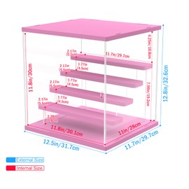 Nynelly Acrylic Display Case for Collectibles, 5 Tier Clear Rock Display Case Stand, Assemble Countertop Display Box Storage Showcase for Mini Funko Pop Figures Collectibles Toys,Pink