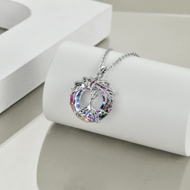 Tree of Life Mum Necklace, 925 Sterling Silver Goddess Tree Pendant with Crystal, AOBOCO Jewellery Gifts for Women, Sterling Silver, Crystal