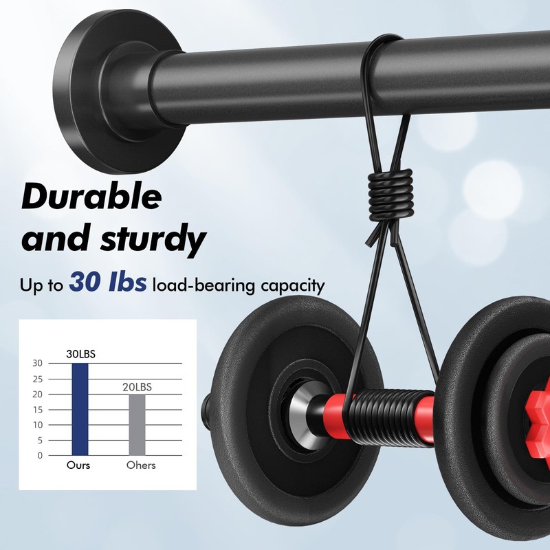 Ycinadou Black Shower Curtain Rod Tension 30 to 80 Inch,1