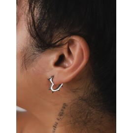 Sacina Silver-tone Spike Earrings, Huggie Hoop Heart Earrings, Gothic Earrings, Punk Earrings, Emo Grunge Earrings, Y2k Earrings, Christmas Jewelry Gift For Women