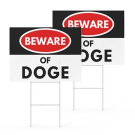 Squash Socialism Beware of DOGE Department Of Government Efficiency Double-Sided DOGE Yard Sign with Metal Stake Size 18x12”