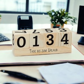 Yearly Countdown Calendar Cube Made of Wood with Theme Bar - Permanent Year Table Calendar - Seamless Daily Count up to 432 Days for Weddings, Birthdays, Exams and More (Natural)