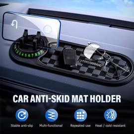 Genérico Multi-Functional Support Anti-Slip Pad, 2026 New Car Antislip Mat Phone Holder, Multifunction Car Anti-Slip Mat for Dashboard, 360° Rotatable, with Temporary Parking Number (Brown)
