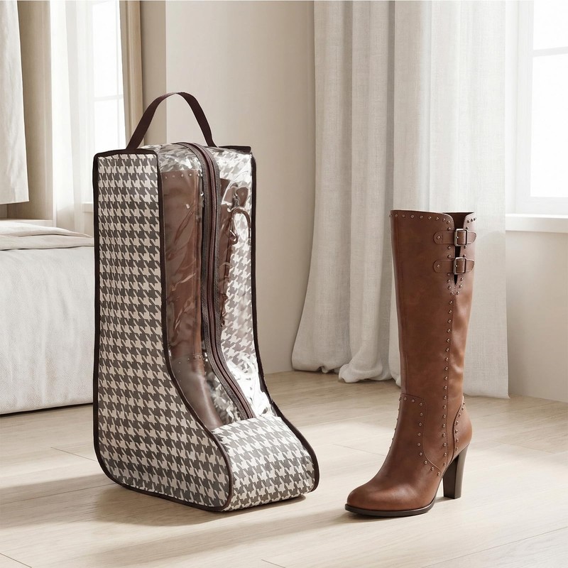 4 Pcs Boot Bags with Handles for Cowboy Boots Houndstooth