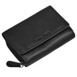 STILORD 'Beverly' Vintage Leather Purse Women's Medium Genuine Leather Wallet with Many Card Slots and Coin Compartment Elegant Women's Wallet with RFID Protection, black, M, coin purse