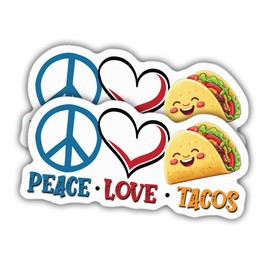 (2pcs) Taco Sticker, Funny Vinyl Taco Lover Gift, Food Stickers, Peace Love Taco for Water Bottles, Laptop, Window, Notebooks - Waterproof 4"