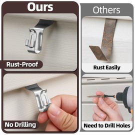 Vinyl Siding Clips for Lights, 12 Pack Heavy Duty Vinyl Siding Hooks Hanger, Low Profile No Hole Siding Hooks for Hanging Outdoor Christmas Decorations, Wreaths, Signs, String Lights, Pictures