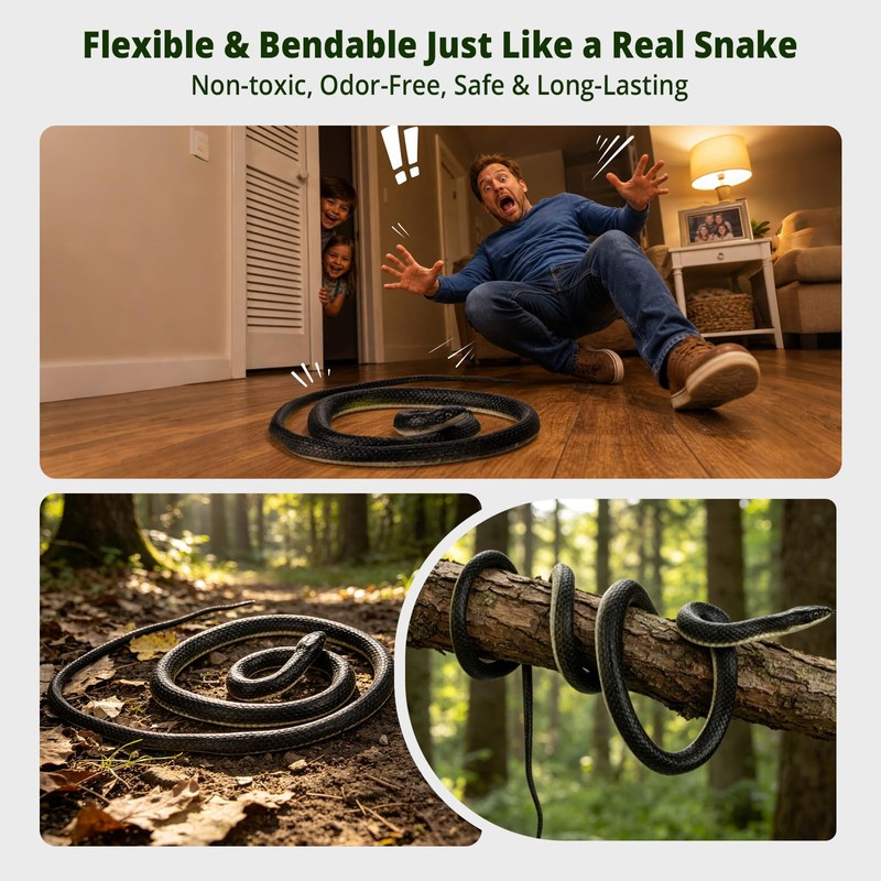 SJKHGU Fake Snake Rubber Snake Prank with String Clip