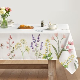 Artoid Mode Floral Leaves Spring Table Cloth, Rectangular 140x220 cm Summer Decorative Table Cover Protector For Party Home Table Decorations