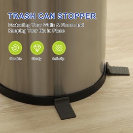 LANMU Trash Can Wall Protector and Stop Moving Backward, 4 Pcs Silicon Trash Can Bumper, Wall Spacer Garbage Bin for Round & Square Waste Baskets, No Drill Kitchen & Office Floor and Wall Guard, Black