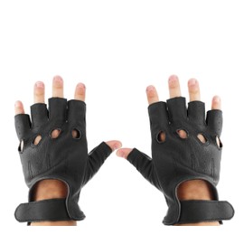 Zerimar Leather gloves, fingerless leather gloves, men's leather gloves, driving gloves, leather gloves, men's motorists, black 1