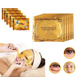 Combo Face Care. Paquete de 5 mascarillas de colageno rejuvenecedoras hidratantes y 5 parches máscaras de colágeno de 24 K en polvo de oro,...        