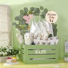 JarThenaAMCS Wooden Baby Shower Crate Closet Sage Green Welcome Baby