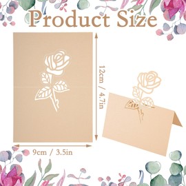 Name Place Cards 50 PCS Place Cards for Table Elegant Hollow Out Rose Champagne Gold Name Card for Table Setting for Wedding Birthday Engagement Banquet