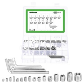 sourcing map Socket Set Grub Screws, 340Pcs M2.5/M3/M4/M5/M6/M8 Metric - 304 Stainless Steel Hex Socket Cup Point Allen Screws with Hex Wrenches for Repairing Door Handles, Faucet (Silver)