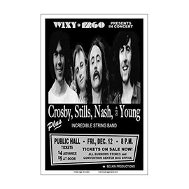 Raw Sugar Art Studio Crosby Stills Nash Young/CSNY 1969 Cleveland Concert Poster