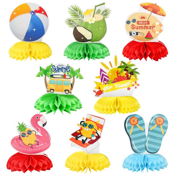 8 Pieces Birthday Party Decoration,Honeycomb Centerpieces,Hawaiian Theme Table Decoration Summer Beach Party Decorations for Men and Women Party Supplies for Photo Shoot,Family Party