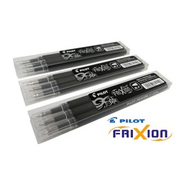 Pilot Frixion erasable pens refill, 9 refill bundle Black gel ink fine point 07 (Black)