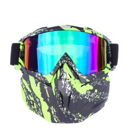 HAO Motorcycle Goggle Mask, Windproof Anti-Fog Protective Detachable Adjustable Tactical Glasses for for Cycling,Skiing,Paintball,Riding,Snowmobile Outdoor Winter,CS Airsoft Shooting (Green/Black)