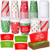 100 Pack 12 oz Christmas Disposable Coffee Cups with Lids