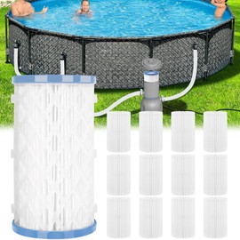 Above Ground Pool Filter Cartridge Type A or C,with 12 Pack Reusable Swimming Pool&Spa Filter Replacement for Above Ground Pools Filter Cartridge Pump