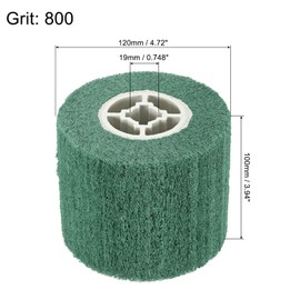 sourcing map 120x100x19mm 800 Grit Non-Woven Polishing Burnishing Wheel Nylon Wire Drawing Abrasive Flap Wheel for Surface Treatment Stainless Steel Copper Aluminum Green
