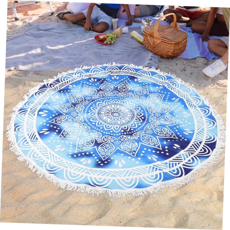 WHAMVOX Printed Beach Towel Fun Round Microfiber Towel for Beach