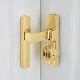 INIRET Gold 90 Degree Barn Door Lock,Mechanical Password Lock,Flip Latch with Combination,3 Digit Password Keyless,Protect Privacy,for Barn Door,Windows,Garden,Cabinets,Bathroom,and Sliding Door