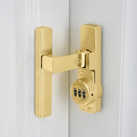 INIRET Gold 90 Degree Barn Door Lock,Mechanical Password Lock,Flip Latch with Combination,3 Digit Password Keyless,Protect Privacy,for Barn Door,Windows,Garden,Cabinets,Bathroom,and Sliding Door
