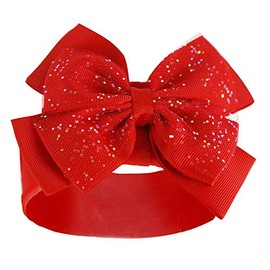 Baby Girls Spanish Style Hairbands Bow Headband Glitter Bow Pink Red Grey Lemon White Pink Red (Red)