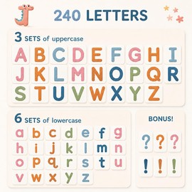 JoyCat Morandi Magnetic Letters Kit 240PCS, Double-Sided Magnetic Board