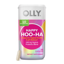 OLLY Happy Hoo-Ha Capsules, Probiotic for Women, Vaginal Health and pH Balance, 10 Billion CFU, Gluten Free - 25 Count