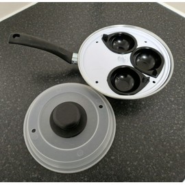 3 Cups Egg Poacher Pan Stainless Steel With Plastic Vented Lid and Handle Removable Cups Non-Stick 20cm Pan Dishwasher Safe