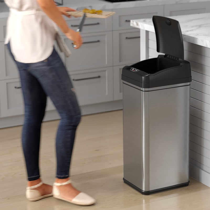 iTouchless Automatic Trash Can with AC Adapter and 4 Odor
