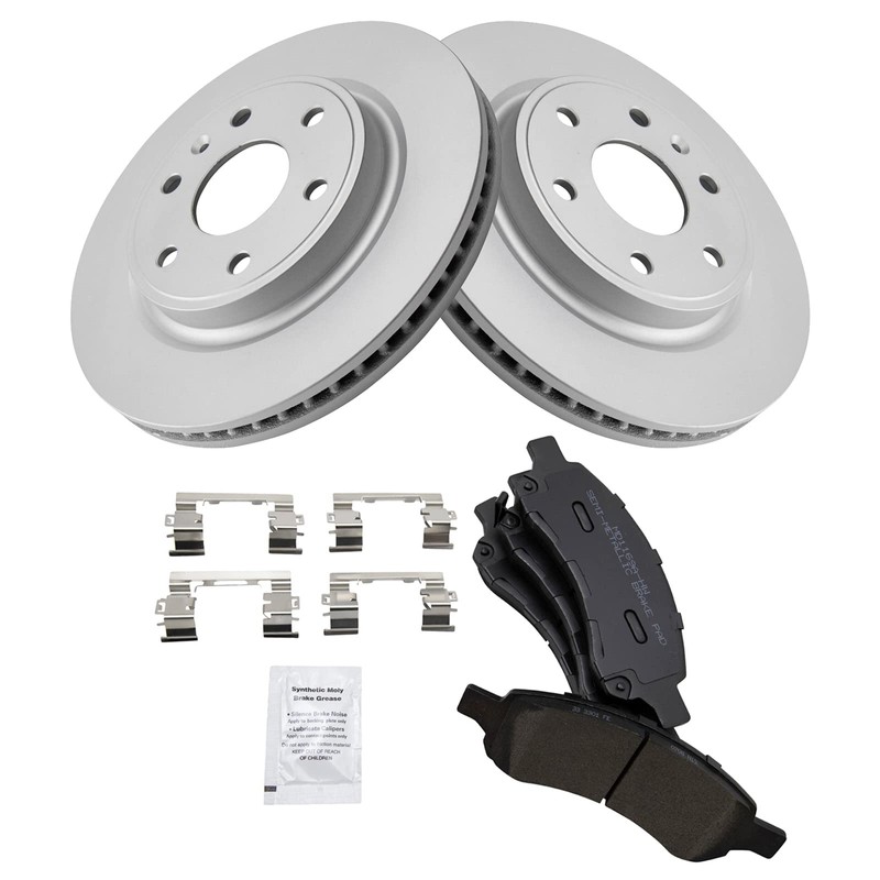 TRQ Front Semi-Metallic Brake Pad & Coated Rotor Kit Compatible