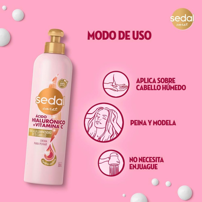 Sedal Care + Crema para Peinar Ácido Hialurónico y Vitamina
