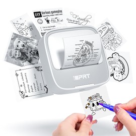 iDPRT Mini Printer with 1 Roll Sticker Paper, Thermal Printer for Study Notes, Pictures, DIY, Labels, Portable Sticker Printers Efficient and Fast