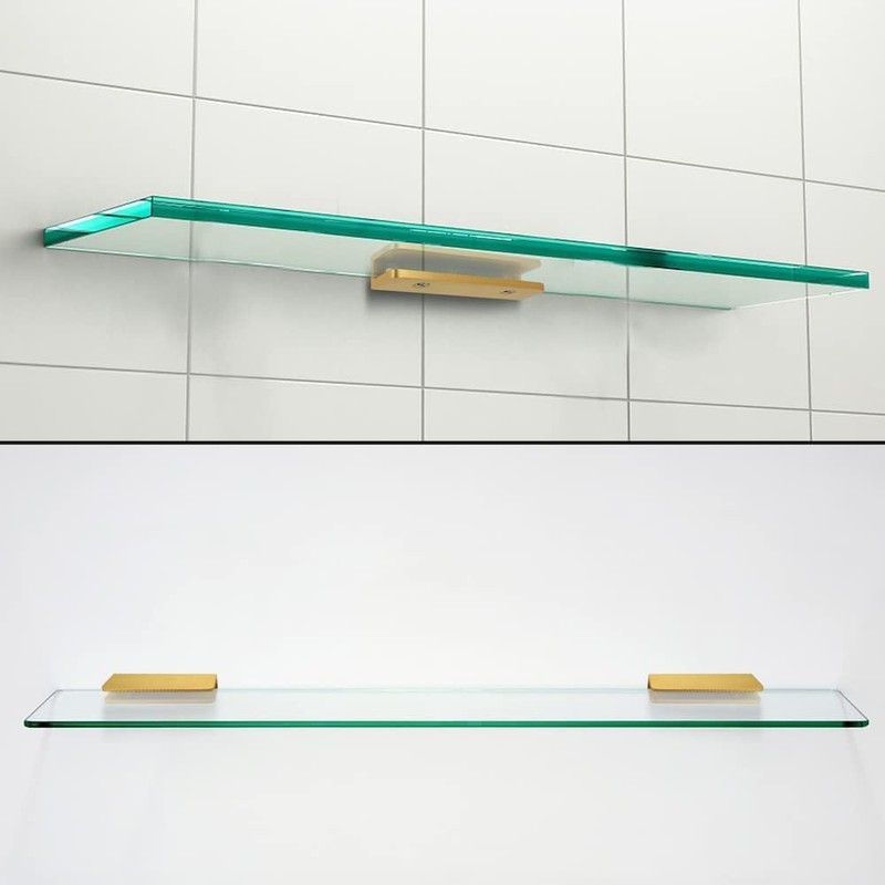 LukLoy Solid Brass Glass Shelf Bracket with 3 Screw Holes,