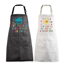 MBMSO Funny Couple Aprons His and Hers Matching Kitchen Bibs for Couples Cooking Gifts Mr and Mrs Kitchen Apron with Pockets (M Family A-Sets)