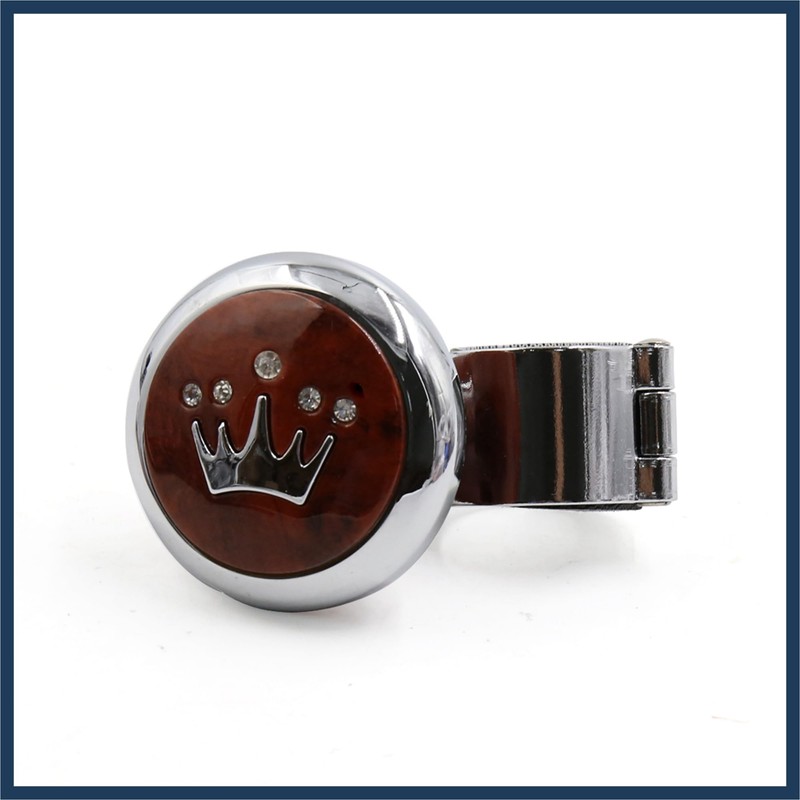 INFINAUTO Brown Crown Pattern Design Steering Wheel Knob Power Handle