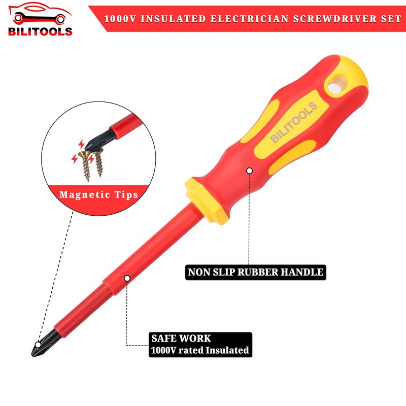 BILITOOLS 1000V Insulated Electrician Screwdriver & Pliers Set - 7pcs