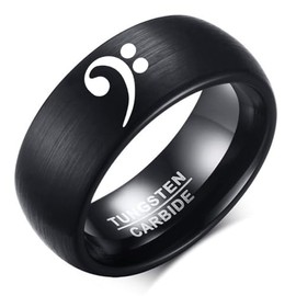 Zosing 8MM Tungsten Carbide Bass Clef Music Note Guitar Symbol Men's Ring Comfort Fit Band