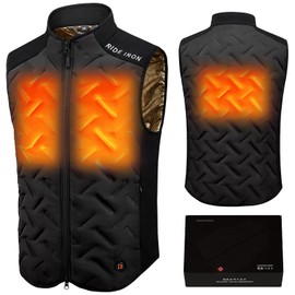 RIDEIRON Heated Vest for Men, Fast Heating, 3 Temperature, Lightweight for Cycling Hiking Fishing